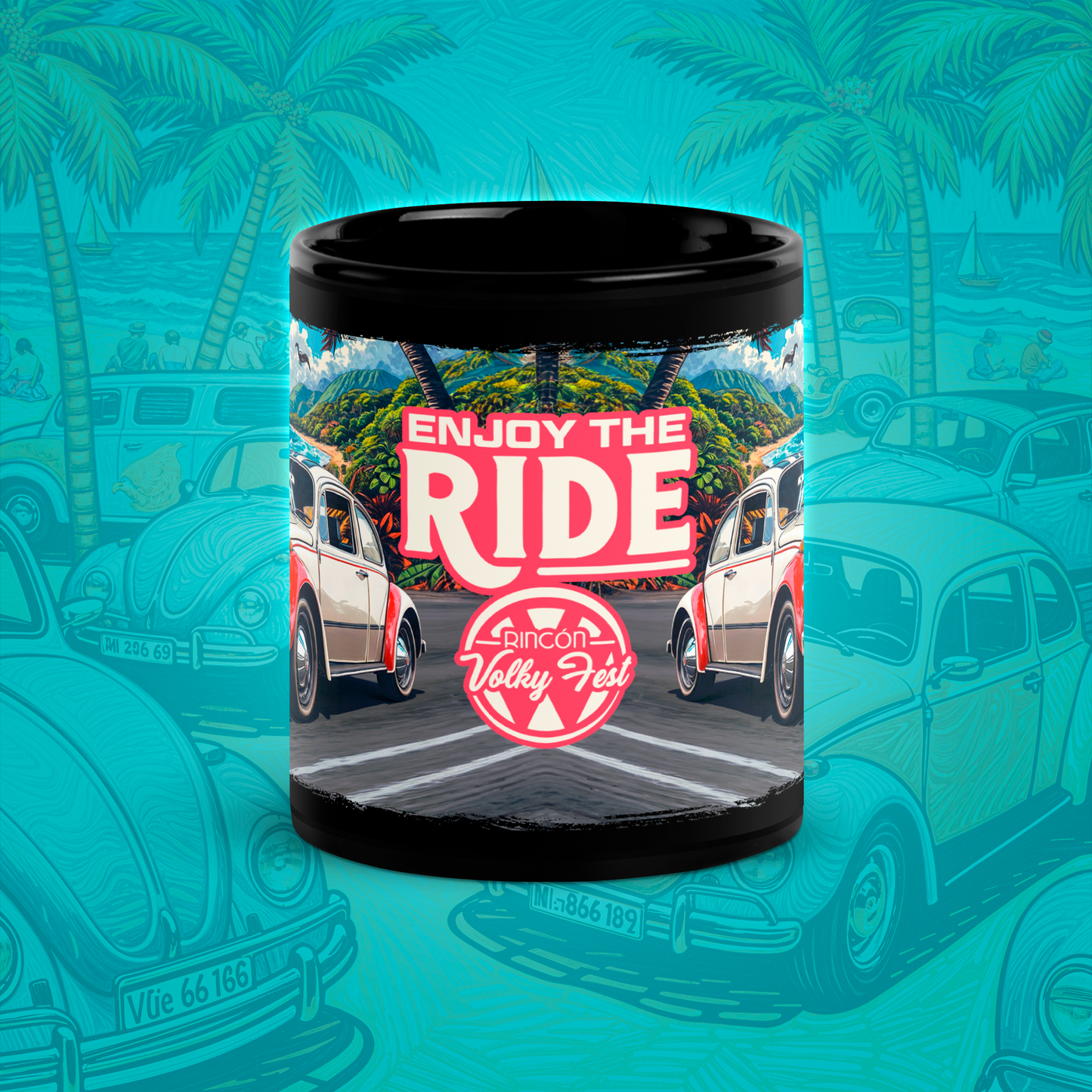 "Enjoy the Ride" (Taza negra brillante)☕️